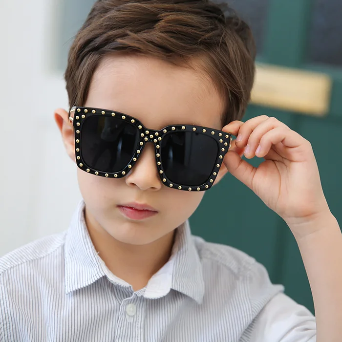 

SHINELOT F084 New Trend Fashion Style Kids Cool Square Shape Children Revet Sunglasses
