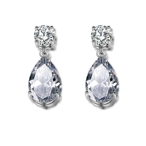 RAKOL Fashion 925 silver zircon diamond drop dangle CZ wedding earrings E045