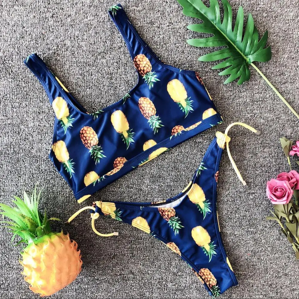 

Substantial Swimsuit Explosion Fruit Types Printing Two-piece Bikini, As picture