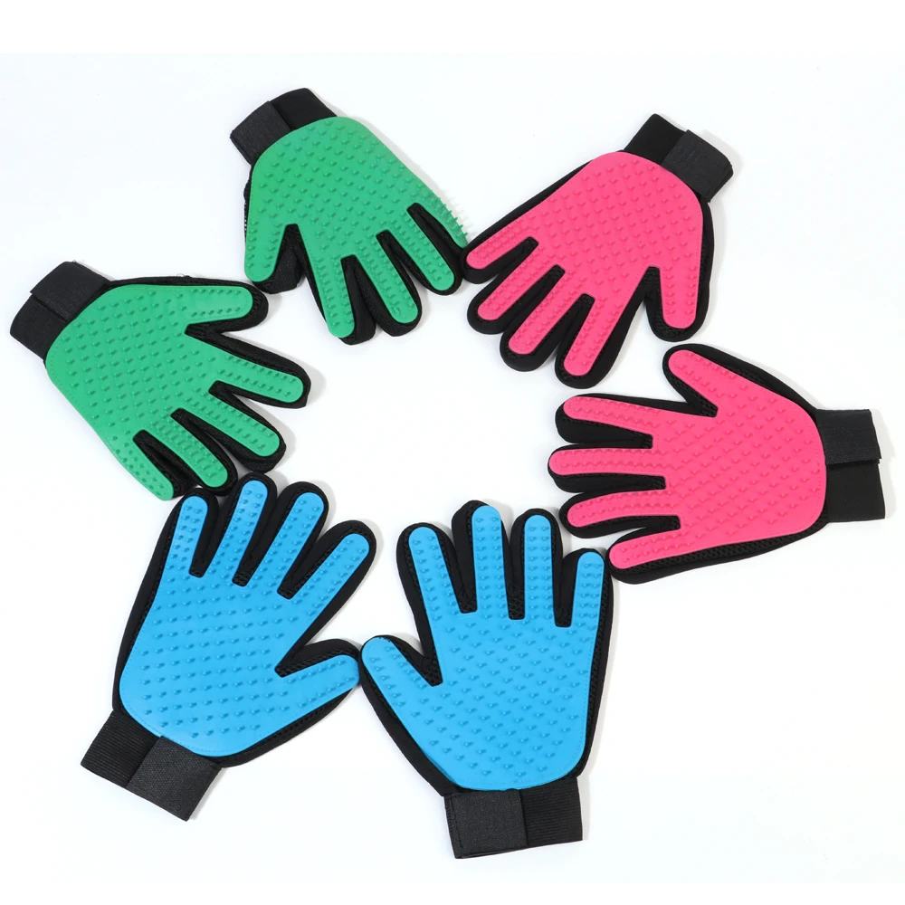 

5 finger pet grooming glove 2019 hot pet supplies, Green;blue;pink;sky blue