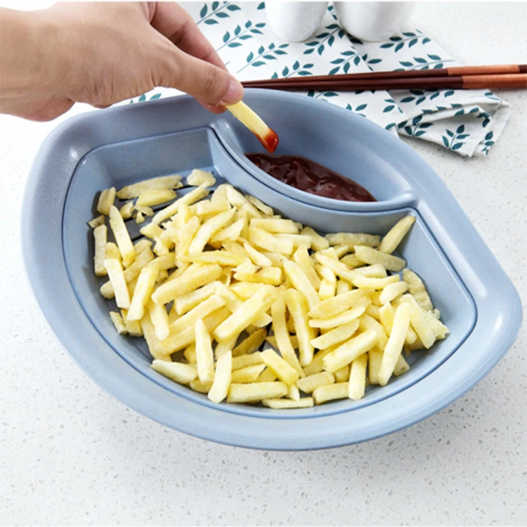 Hot Sale Kitchen Creative Shell-Shaped Unbreakable Wheat Straw Dumpling Plate, Lunch Plate,Tomato Sauce Plate