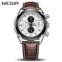 

MEGIR 2020 Hot Creative Quartz Sport Watch Men Leather Business Clock Chronograph Army Military Wrist Watches