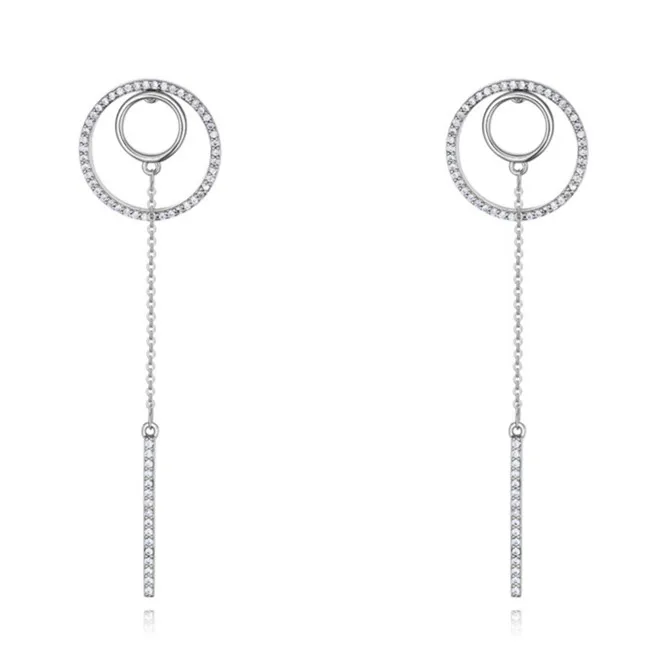 

2018 Micro pave cz long dangling earrings women, Goden;rose gold;platinum white