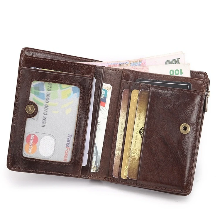 

Designer Mens Wallet oil Leather Bifold Short Wallets Men Hasp Vintage Male Purse Coin Pouch Multi-functional Cards Wallet, Dark brown or other colors