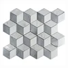 Carrara Gray Mix Pure White and White Thassos 3d Mesh Marble Mosaic Floor Tiles