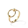 Women Simple Design Gold Plated Open Ring Stereo Circle Metal Round Ring