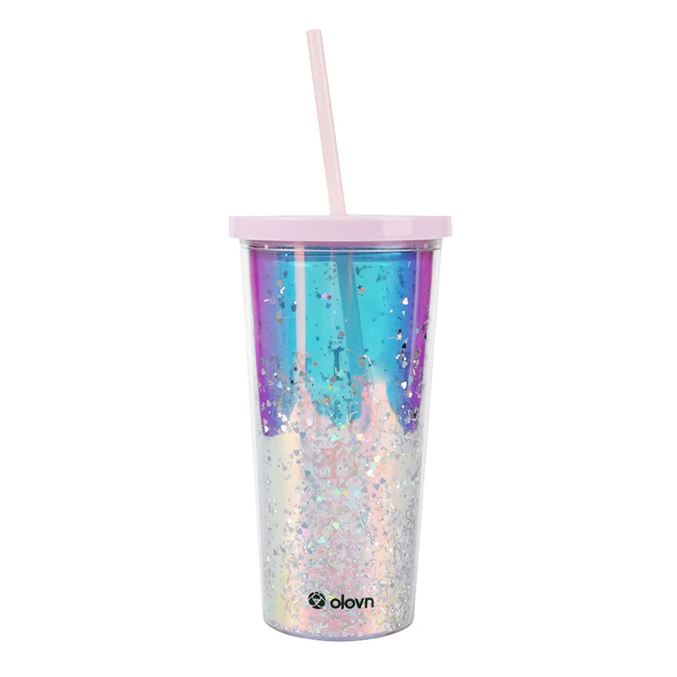 New Products Ideas 2019 Innovative Product For Home Colorful magic mug 20Oz Double Wall Glitter Ice Plastic Cup