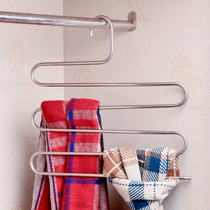 Image of Inspring Pants Hangers S-type Stainless Steel Trousers Rack 5 layers Multi-Purpose Closet Magic Space Saver trousers hanger