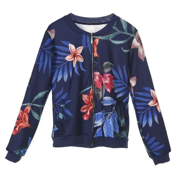 

ecowalson Women Coat Fashion Ladies Retro Floral Zipper Up Bomber Jacket Casual Coat, N/a