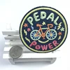 Colorful cute bicycle pedal powder shape twill material embroidery patch and Badges with Iron on