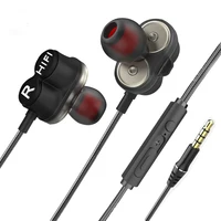 

Hifi 120cm handsfree wired in-ear earphone logo customized 3.5mm double driver true sport stereo gaming headphone with mic