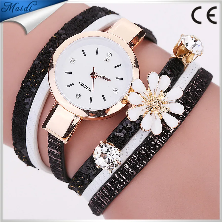 

Free Shipping 2017 Leather Flower Wrap Bracelet Watches Women's Fashion Leopard Strap Quartz Wrist Watch WW095, 6 different colors as picture