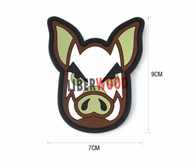 

TACTICAL PIG Hook & Loop BACKED PVC RUBBER PATCH Airsoft Morale Badge Wild Boar patch badge For Backpack jacket STOCK