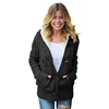 New Fashion woman ladies Fur Hood Horn Button Sweater Cardigan