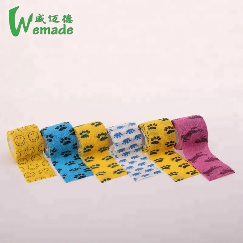 Medical Colored Nonwoven Fabric Self Adhesive Vet Wrap Elastic Flexible