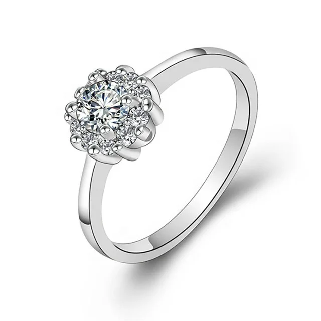 

Real Silver Color Luxury Micro Inlays Clear Cubic Zirconia Wedding & Engagement Rings For Women Female Young Office Lady