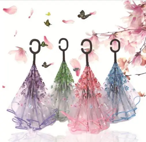 

Z73 C Type Transparent Umbrella Reverse Double-layer Reverse Umbrella Creative hands-free Folding Umbrella