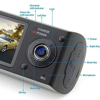 Dual Camera Car DVR R300 with GPS 3D G-Sensor 2.7" r300 manual car camera hd dvr Cam Video Recorder Dash Cam Dual Lens Camera