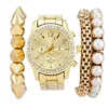 New Arrival Fashion Delicate Women Lady Gold Pearl Bracelet Watch Set