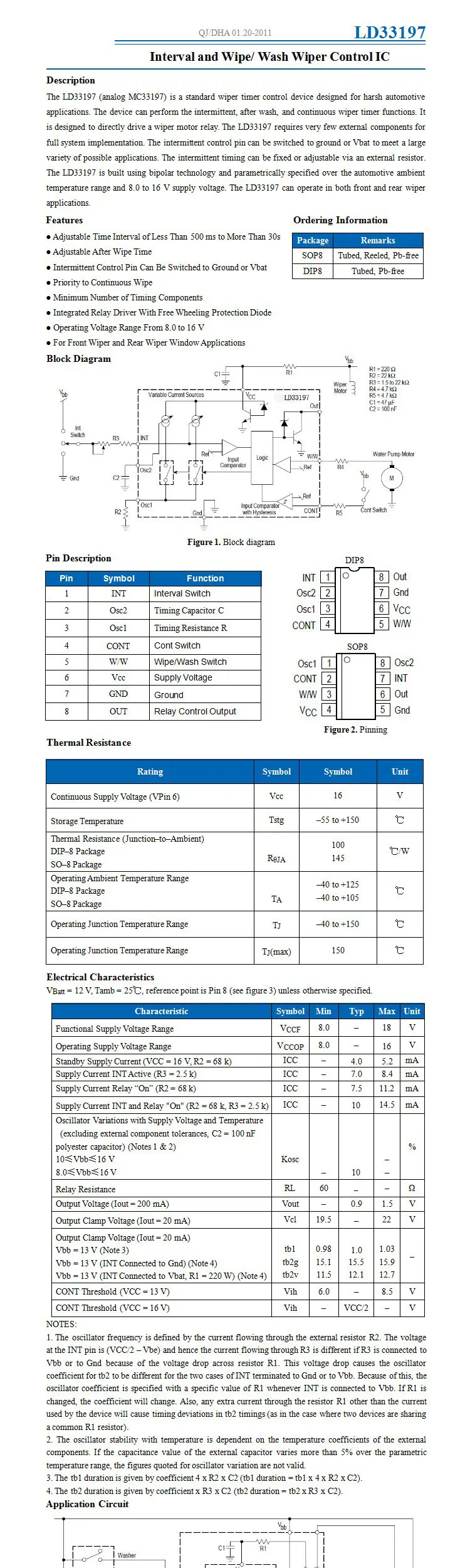 Motorcycle driver IC INTERVAL AND WIPE latest technology MC33197