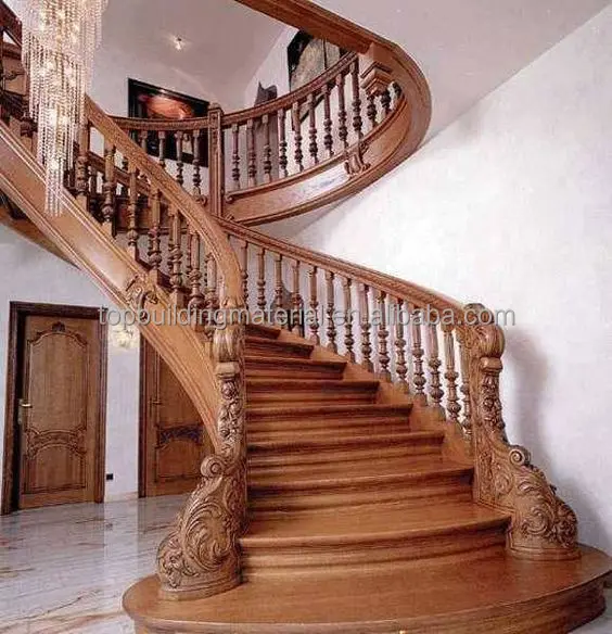 
Exquisite Carving Wood Stairs Arc Wood Stairs 