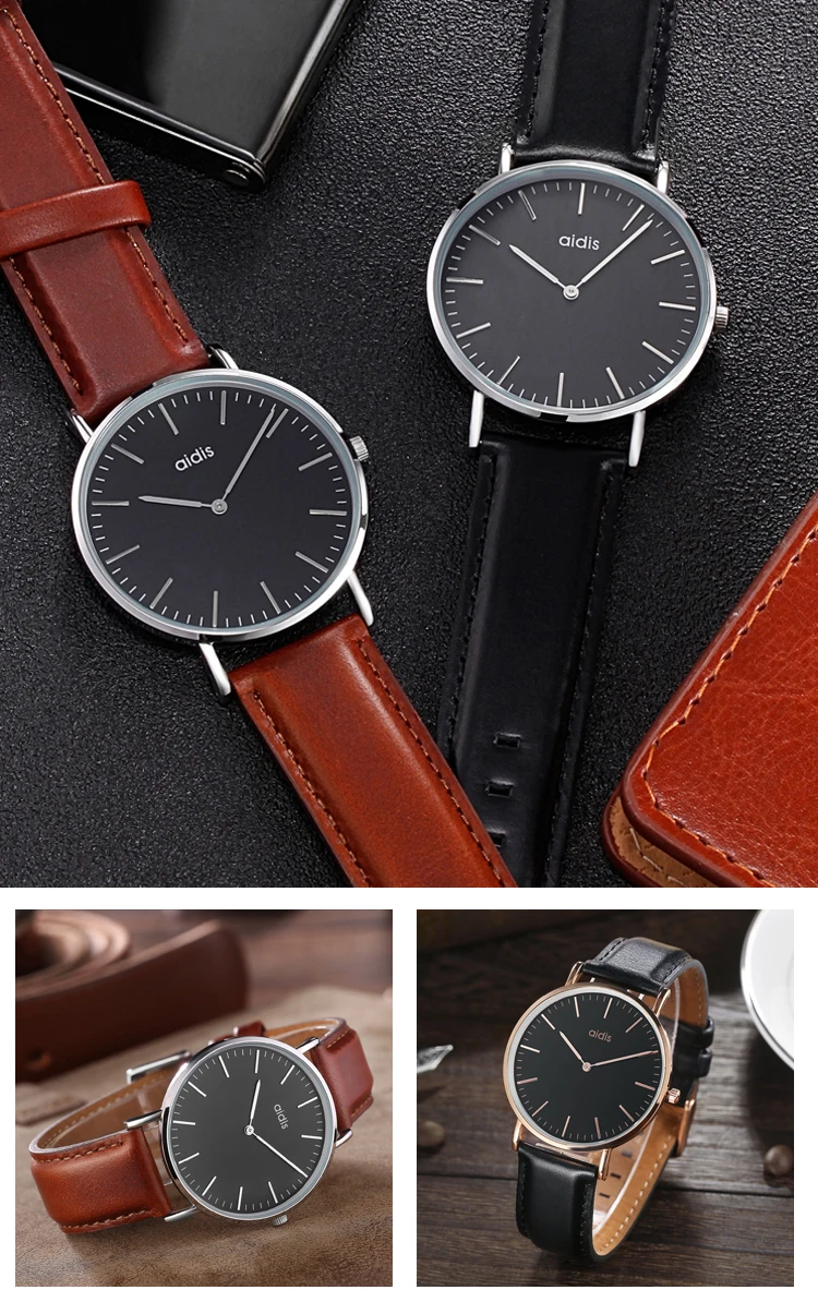OEM Custom Logo Leather Waterproof Rose Gold Wrist Watch Japan Miyota Movement Quartz Watches Men Luxury