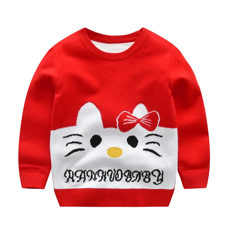 Cat Cartoon 2-7 Years Pullover Baby Warm Korea Knit Kids Girls Sweater -  Buy Kids Girls Sweater,Korea Knit Sweater,Baby Warm Sweater Product on  