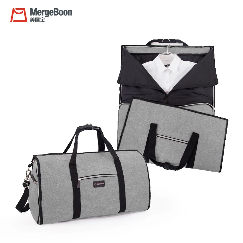 

Best travel Double use weekend garment Suit duffle bag suitcase combination, Gray or customized