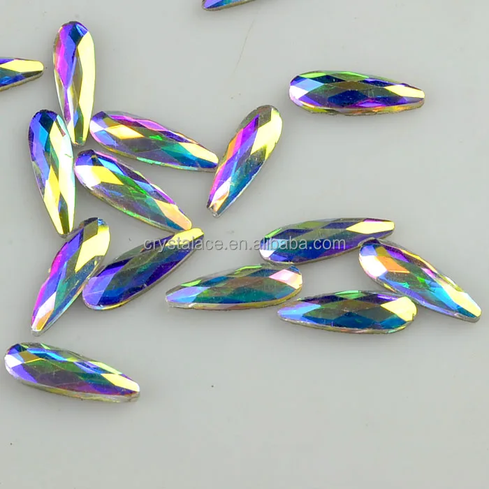 

Free shipping 3X10mm crystal AB water drop flat back non hot fix rhinestone