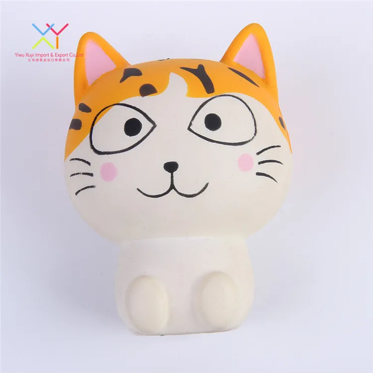 Wholesale customized yellow funny cat animal shape stress ball