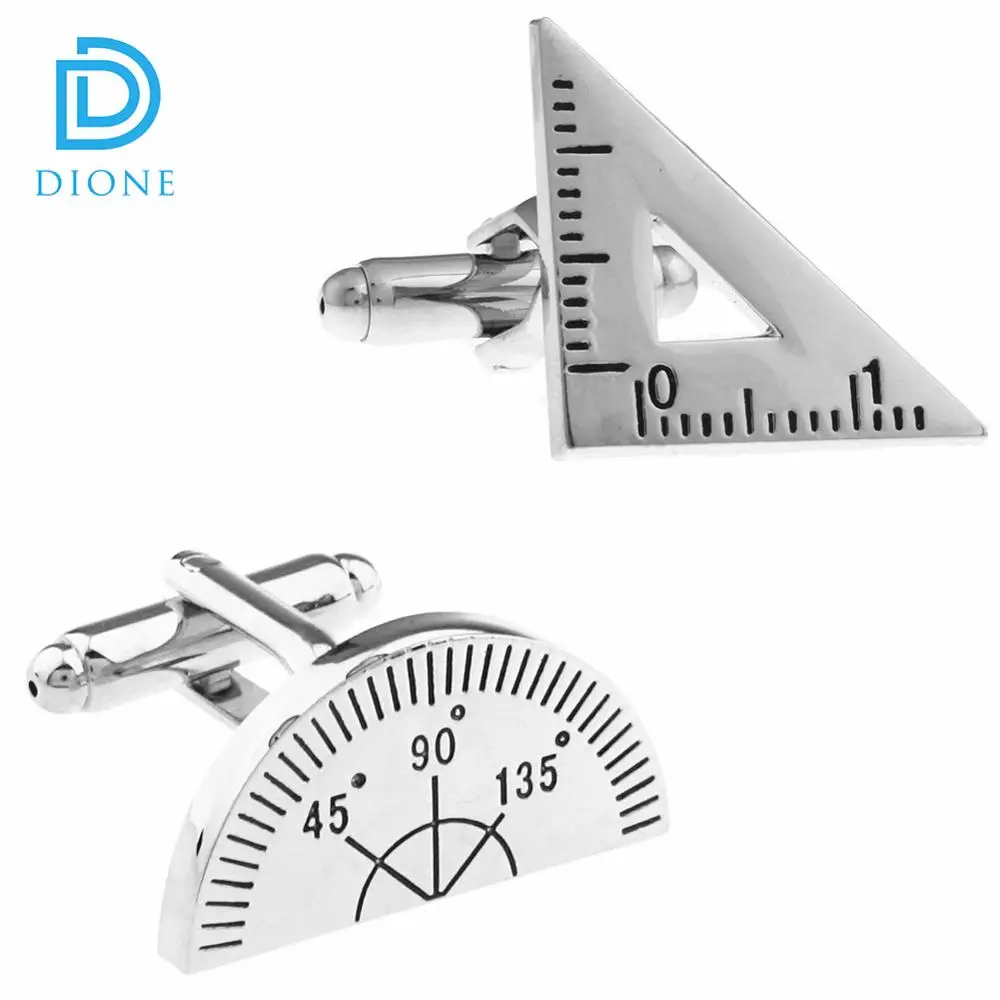 

High Quality Silver Protractor & triangle brass cufflink for mens shirts, More colors for options