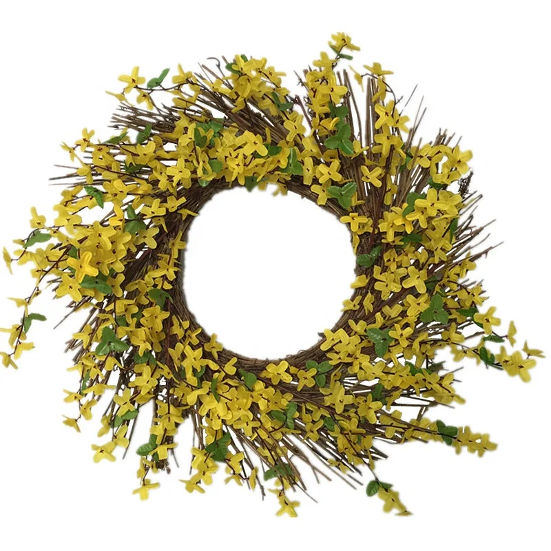 

Spring Forsythia Floral Twig Door Wreath for front door Seasonal Door Accent Any Room decoration, Yellow