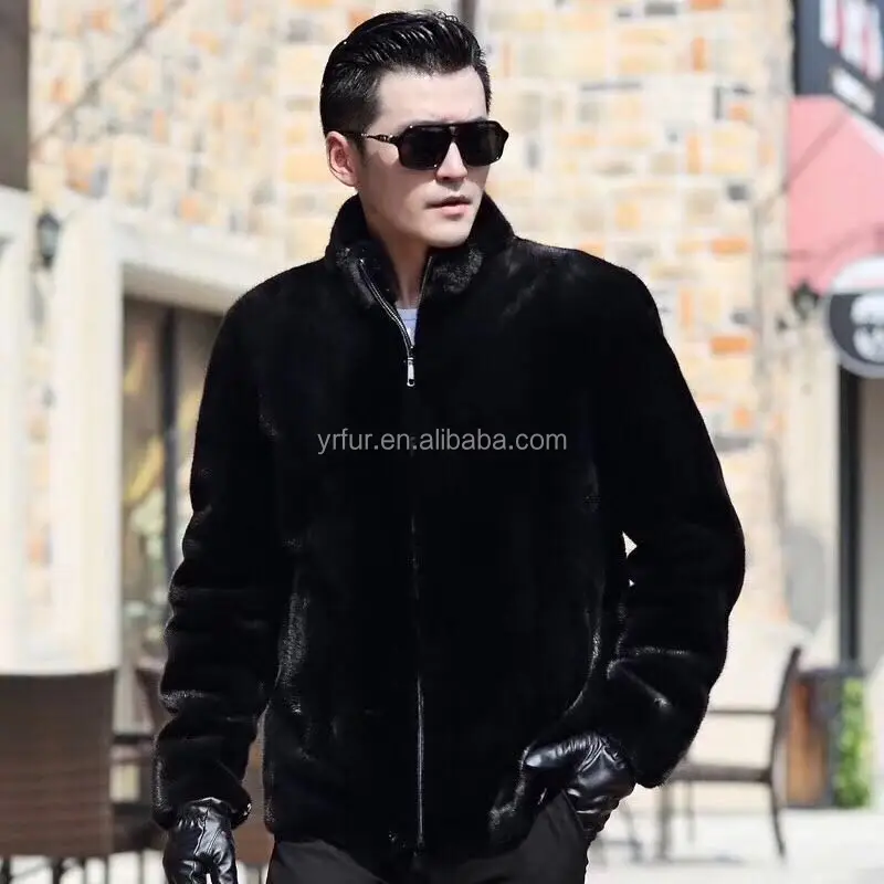 YR1130 Winter Good Quality Outfits Men Mink Fur Coats Black Men's Jackets