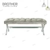 Acrylic frame rectangle tufted velvet metal bench foot rest ottoman