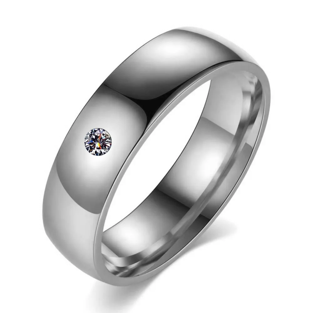 

Glossy crystal stainless steel ring for men and women, N/a