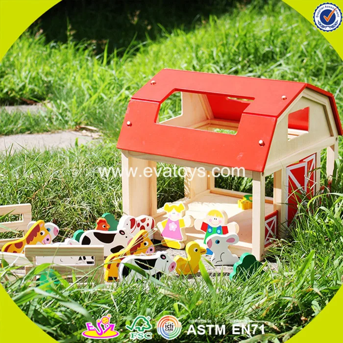 2018 Wholesale Baby Wooden Farm House Toy Diy Kids Wooden Farm House