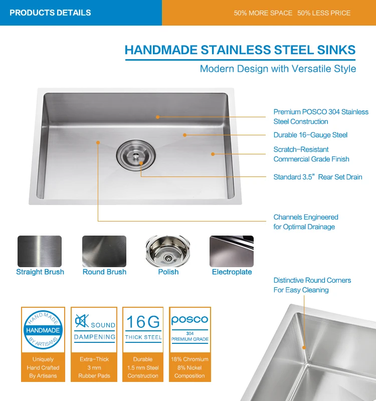 Upc 16 Gauge Undermount Stainless Steel Kitchen Handmade Sink With Faucet Buy Kitchen Handmade