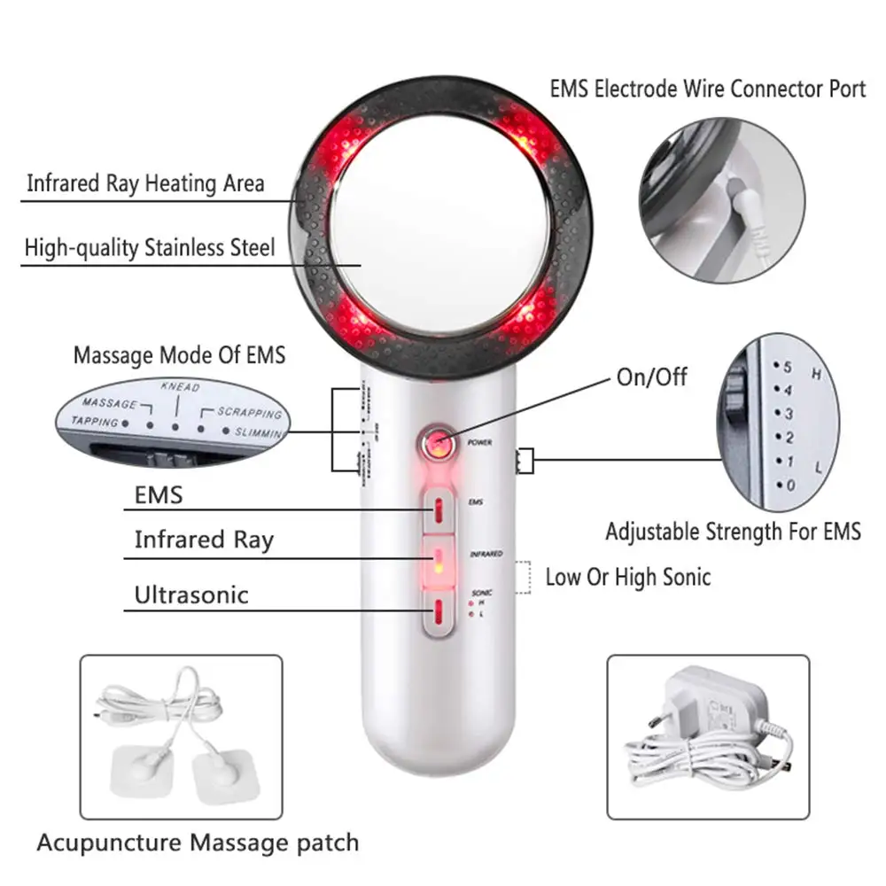 3 in 1 EMS Body Slimming Fat burning Massager Infrared ultrasound reduce weight Anti aliphatic mass Cosmetic instrument