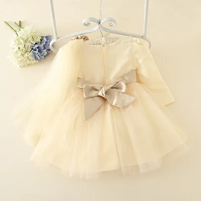 

Fashion Girl Veil Rose Flower Long Sleeve Princess Dresses Girl Party Dress Autumn Collection of Girl's Cloth, Picture