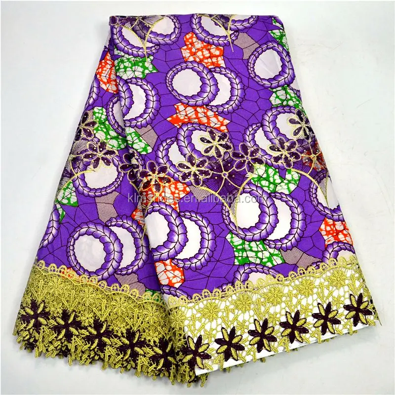 
Last Ankara African Wax Print Fabric With Laces Fabric Embroidered Nigerian 0828 
