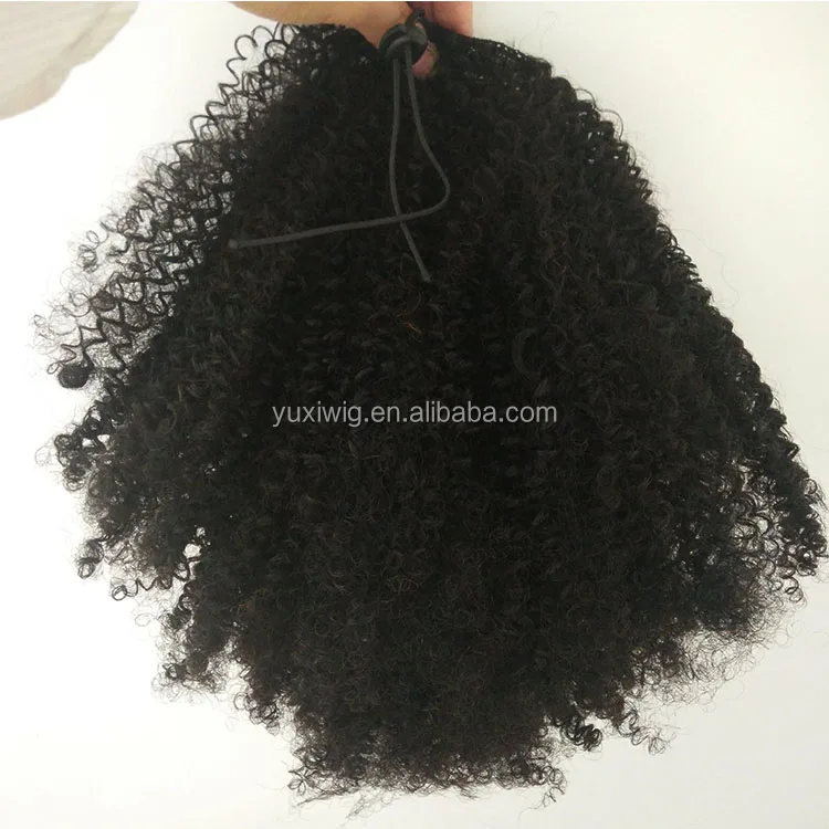 Unprocessed Brazilian Human Hair Drawstring Ponytail Kinky Curly Ponytail 8A Curly Hair Extensions