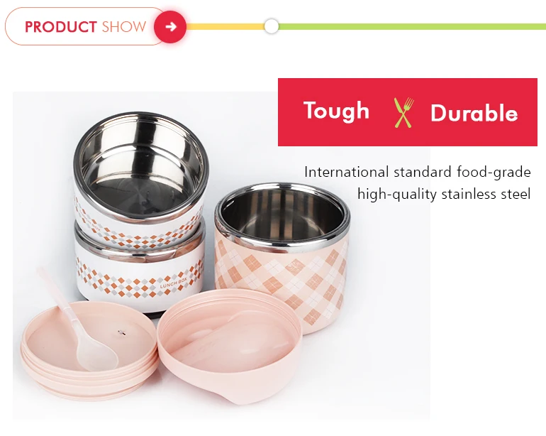 Portable Insulation Layered Heating Lunch Tiffin Box Keep Food Hot With