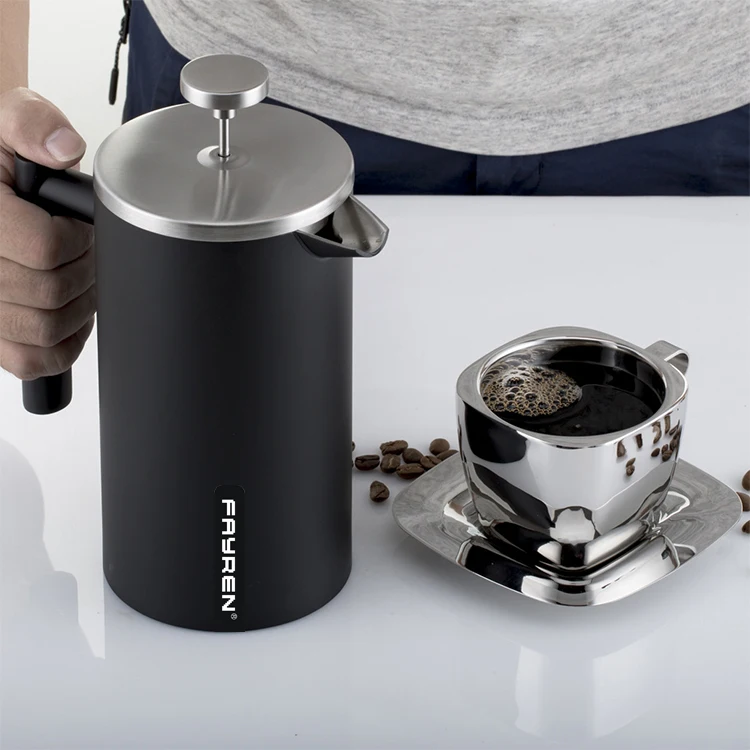 Coffee Tea Maker Flask Extra Filters Double Wall Stainless Steel Black