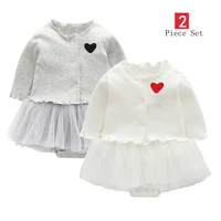 

Heart EMB knitted Cotton princess Infant toddlers newborn baby girls clothes rompers sets wholesale