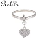 Valentine's day collections heart dangle charm rings 925 silver jewelry for girlfriend