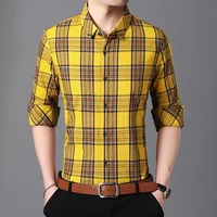 

Wholesale western style cotton man's grid long sleeve plus size man shirt