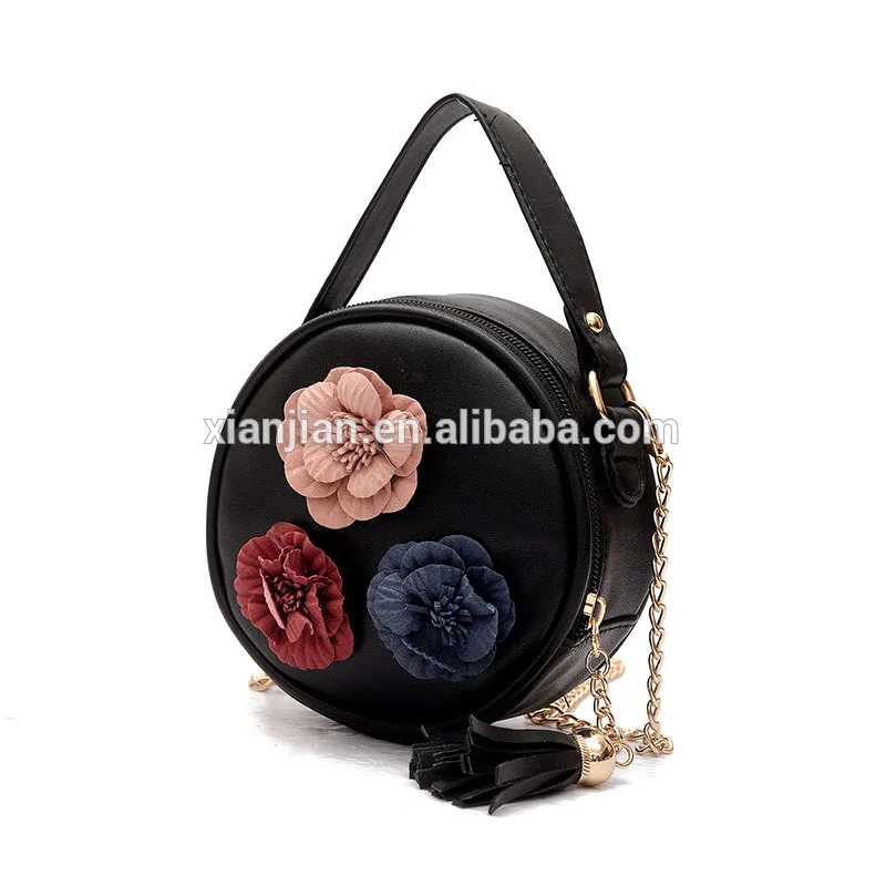 

2021 Hsienjin summer simple 3D flowers long chain tote single crossbody lovely mini round women handbag (XJYSM6807)