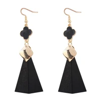 

Fashion Four-leaf Clove Long Wooden Tassel Drop Dangle Earrings for Women Ear Rings Earings Jewelry