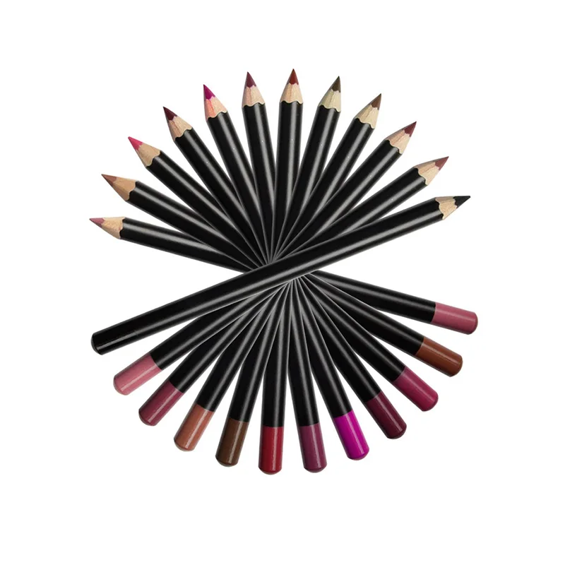 

12 colors slim wood Easy to Wear waterproof makeup lip liner private label pencil, Multi-colors or customized