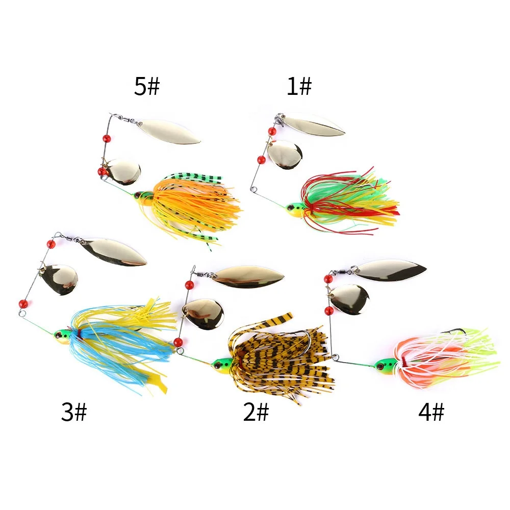 

Hengjia Metal Rotating Sequined Bearded Fishing lures Noisy Spinner Buzzbait, 5 colors